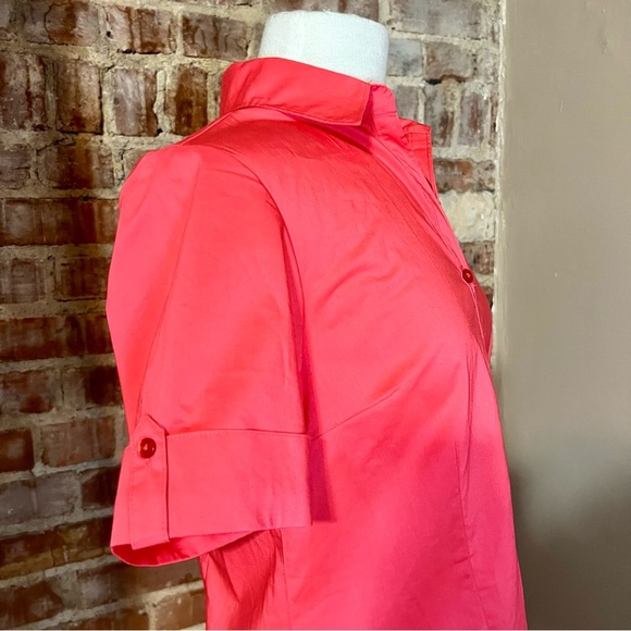 Vintage Coral Shirt with Dog and Palm Tree Embroidery -Size S -TP43 - Picture 5 of 9